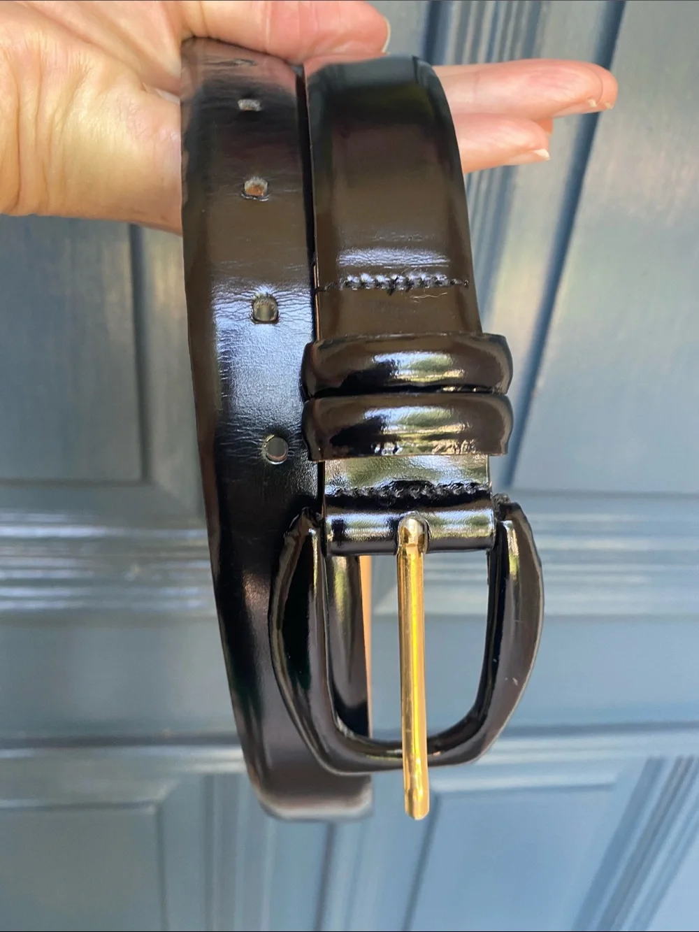 Stanley Korshak Black Leather Belt